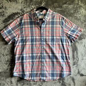 Goodfellow & Co Plaid Shirt Mens 2XL Slim Fit Short Sleeve Dadcore Coastal